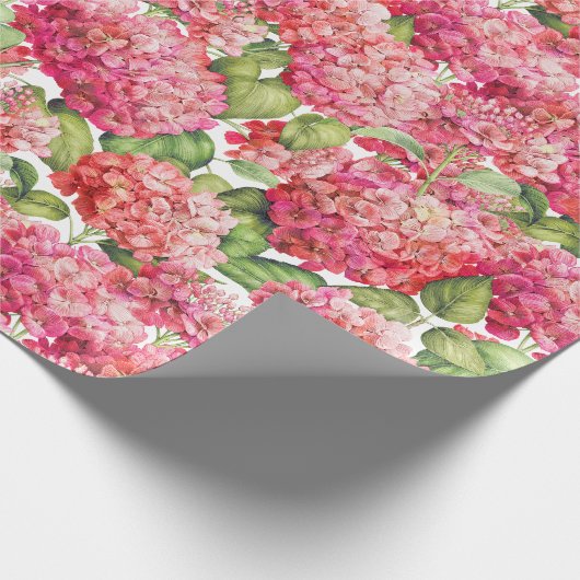 Hydrangea-Blumen-Korallenrosa-Muster Geschenkpapier (Ecke)