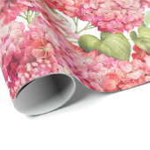 Hydrangea-Blumen-Korallenrosa-Muster Geschenkpapier (Rolleneckpunkt)