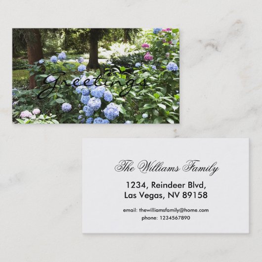 Hydrangea Blumenbäume Naturfotografie Visitenkarte (Vorne/Hinten)