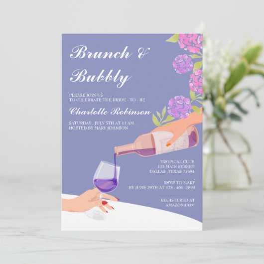 Hydrangea Blumenbrunch und Brautparty Einladung (Stehend Vorderseite)
