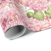 Hydrangea Blumenmuster Rosa Geschenkpapier (Rolleneckpunkt)