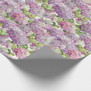 Hydrangea Blumenmuster Rosa Lavendel Geschenkpapier