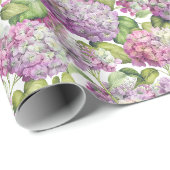 Hydrangea Blumenmuster Rosa Lavendel Geschenkpapier (Rolleneckpunkt)