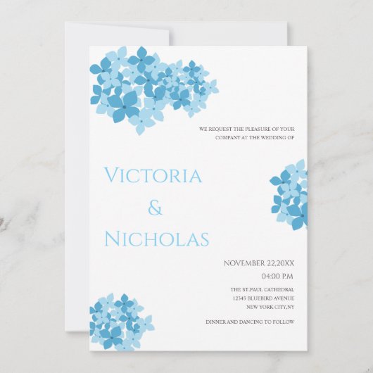 Hydrangea Blumenvorlage Einladung (Vorderseite)