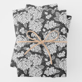 Hydrangea-BlumeSchwarz-Weiß-Blumenmuster Geschenkpapier Set (Beispiel)