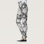Hydrangea-BlumeSchwarz-Weiß-Blumenmuster Leggings (Links)