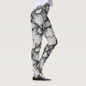 Hydrangea-BlumeSchwarz-Weiß-Blumenmuster Leggings (Rechts)