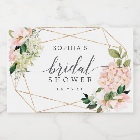 Hydrangea Blush Brautparty Weinkeller und Weine Schaumweinetikett (Einzelnes Label)