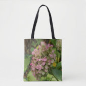 Hydrangea Blüte im Herbst mit Golden Hosta Blätter Tasche (Vorderseite)