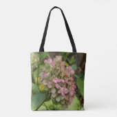 Hydrangea Blüte im Herbst mit Golden Hosta Blätter Tasche (Rückseite)