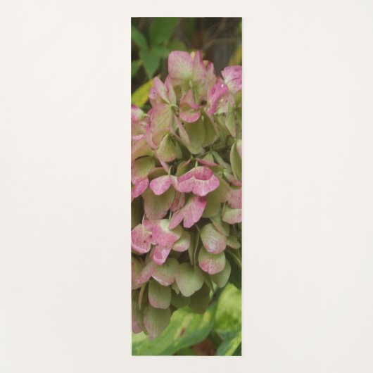 Hydrangea Blüte im Herbst mit Golden Hosta Blätter Yogamatte (Vorderseite)