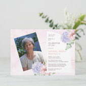 Hydrangea Blüten Frau Pink Feier des Lebens Einladung (Stehend Vorderseite)