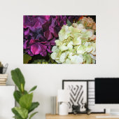 Hydrangea Blüten in Dunkelblau Lila & weiß Poster (Heimbüro)