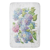 Hydrangea Blüten mit Holz Badematte (Vorderseite Vertikal)