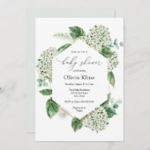 Hydrangea-Blüten und Grüne Babydusche Einladung (Vorne/Hinten)