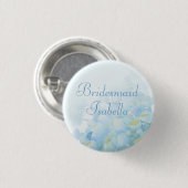 Hydrangea Blütenblau grüne Hochzeit Button / Taste (Vorne & Hinten)