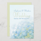Hydrangea Blütenblau grüne Hochzeitseinladung Einladung (Vorne/Hinten)