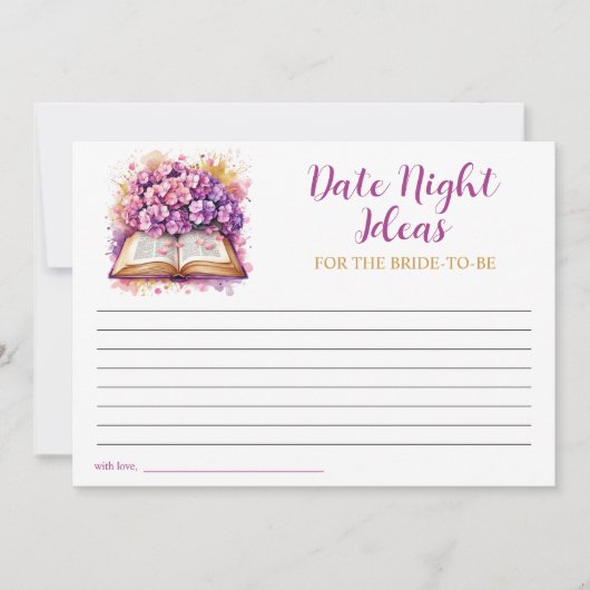 Hydrangea Book Theme Date Night Card Einladung (Vorderseite)