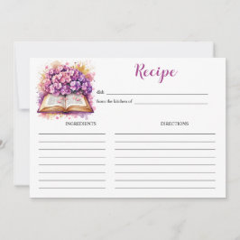 Hydrangea Book Theme Elegante Rezept Card Einladung