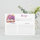 Hydrangea Book Theme Elegante Rezept Card Einladung (Stehend Vorderseite)