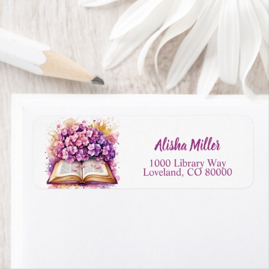 Hydrangea Book Theme Rücksendeadresse (Insitu)