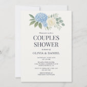 Hydrangea Botanical Eucalyptus Couples Shower Einladung (Vorderseite)