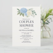 Hydrangea Botanical Eucalyptus Couples Shower Einladung (Stehend Vorderseite)