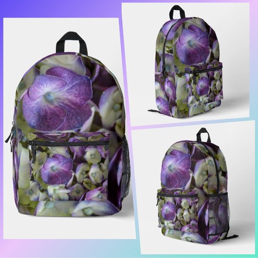 Hydrangea Botanical Floral Fotografie Lila Bedruckter Rucksack