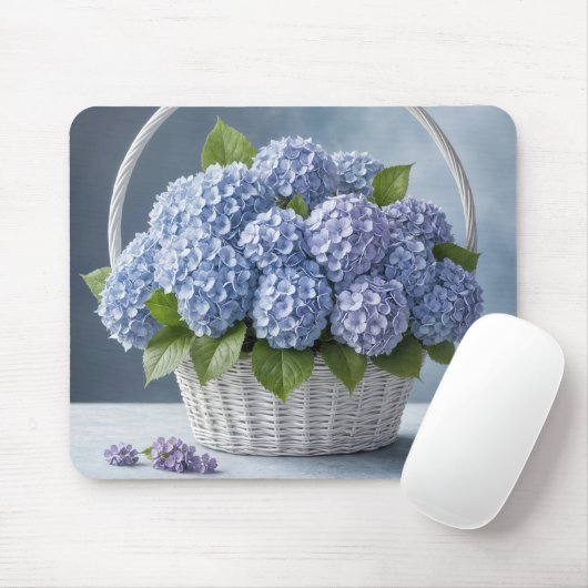 Hydrangea Bouquet in einem Korb Mousepad (Mit Mouse)