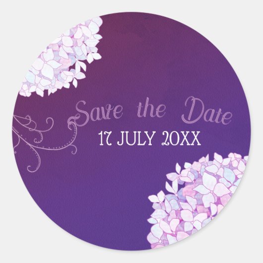 Hydrangea Bouquet Lila Wedding Runder Aufkleber (Vorderseite)