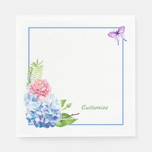 Hydrangea Bouquet Paper Napkin Serviette (Vorderseite)