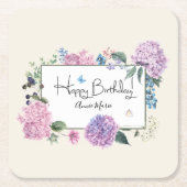 Hydrangea Bouquet Personalisiert Happy Birthday Rechteckiger Pappuntersetzer (Vorderseite)