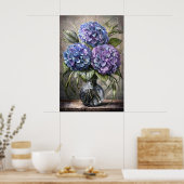 Hydrangea Bouquet Poster - Floral Still Life (Küche)