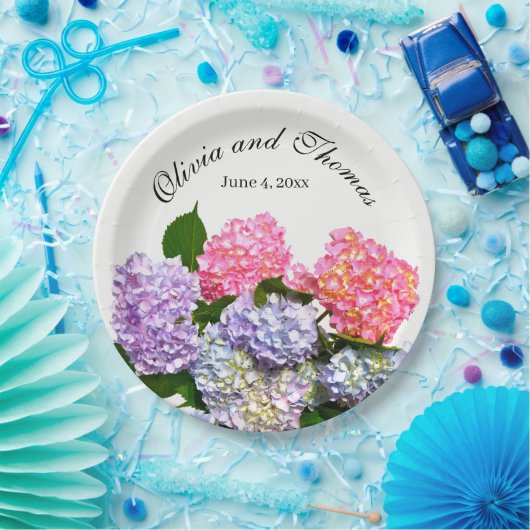 Hydrangea Bouquet rosa blaue lila Blüte Pappteller (Party)