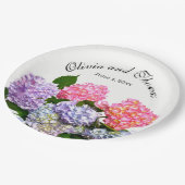 Hydrangea Bouquet rosa blaue lila Blüte Pappteller (Schrägansicht)