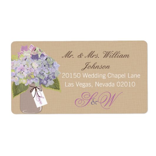 Hydrangea Bouquet Wedding Label (Vorne)