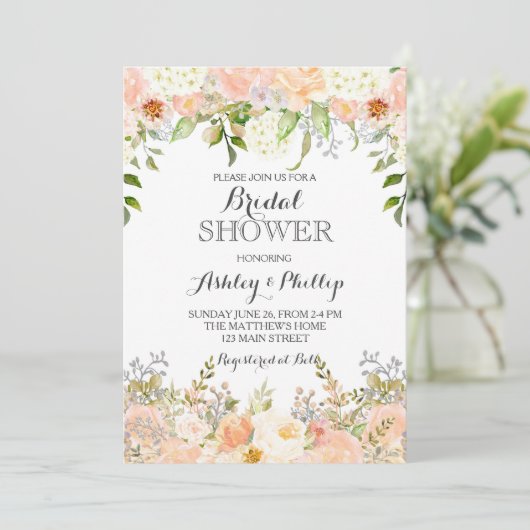 Hydrangea-Brautdusche Einladung (Stehend Vorderseite)