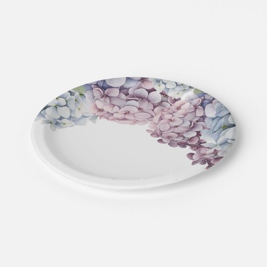 Hydrangea Brautparty Paper Teller (Schrägansicht)