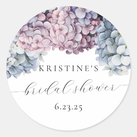 Hydrangea-Brautparty-Sticker Runder Aufkleber (Vorderseite)