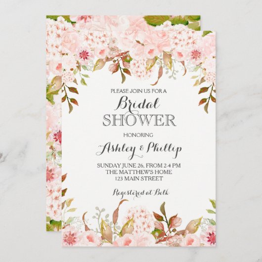 Hydrangea-Brautpartyeinladung Einladung (Vorne/Hinten)