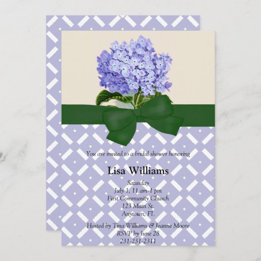 Hydrangea Bridal Dusche Einladung (Vorne/Hinten)