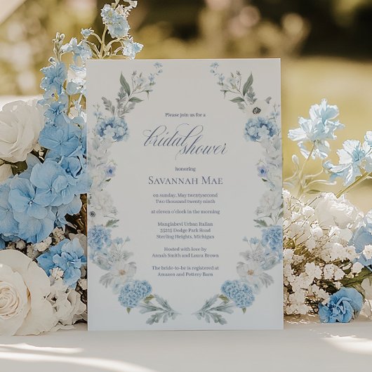 Hydrangea Bridal Dusche Einladung | Blau