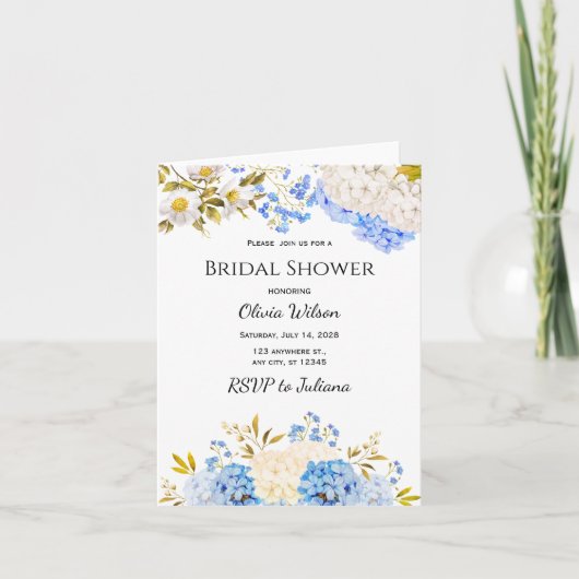 Hydrangea Bridal Dusche Wasserfarbe Einladung (Vorderseite)
