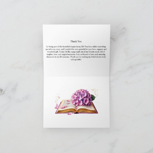 Hydrangea Buchthema Dankeschön Karte (Innenseite)