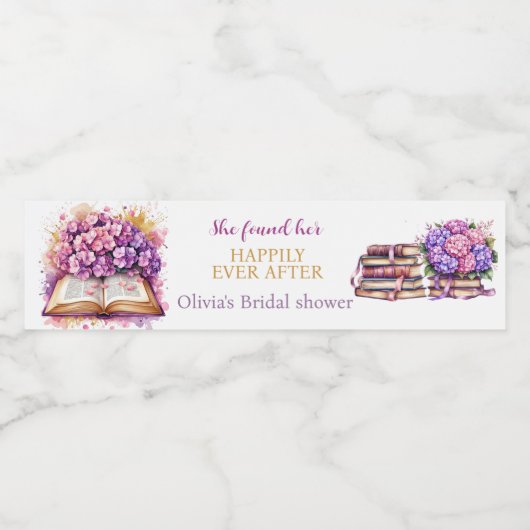 Hydrangea-Buchthema Wasserflaschenetikett (Einzelnes Label)