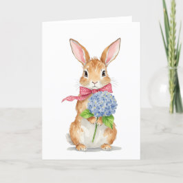 Hydrangea Bunny Watercolor Osterkarte Dankeskarte