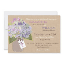 Hydrangea Burlap Rustic Wedding Einladungskarte