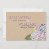 Hydrangea Burlap Rustic Wedding Einladungskarte Einladung (Rückseite)