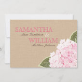Hydrangea Burlap Rustic Wedding Einladungskarte Einladung (Rückseite)