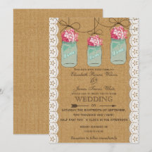 Hydrangea-Burlap Rustikale Maurerjar Hochzeit